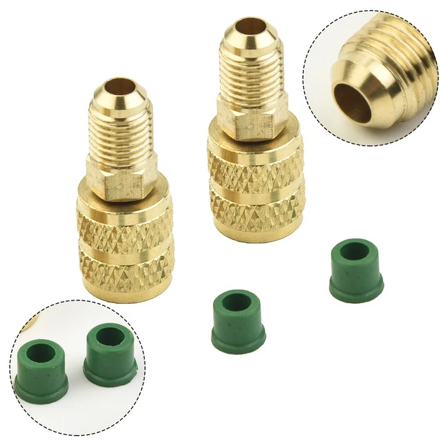 Greluma Adaptateur R410A 5/16 SAE Femelle vers 1/4 SAE mâle Flare pour climatiseurs HVAC, 2 adaptateurs Droits 2 adaptateurs coudés