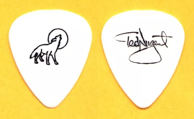 Vintage Ted Nugent Signature Wolf White Guitar Pick 1995 Spirit Of The Wild Tour