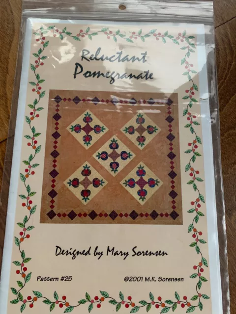 Reluctant Pomegranate Applique Pattern #25 By Mary Sorensen Wall Quilt 41 x 41