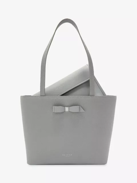 Ted Baker London JJESICA Bow Detail Leather Shopper Tote~Grey~NWT!!!