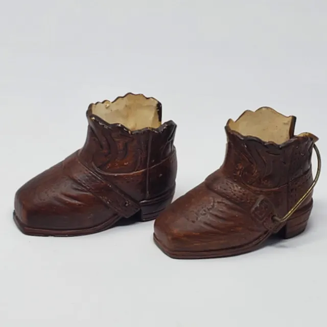 Ceramic Boots Planter Shoes Toothpick Holder Brown Vintage