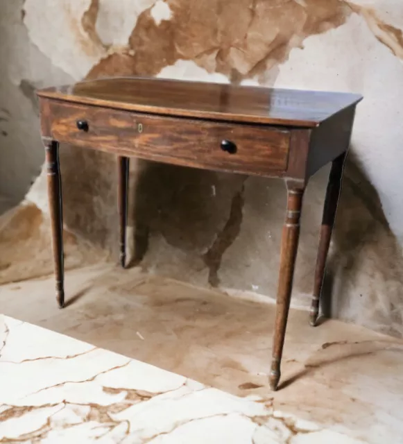 Mahogany Bow Fronted Console Table, Hall Or Side Table.