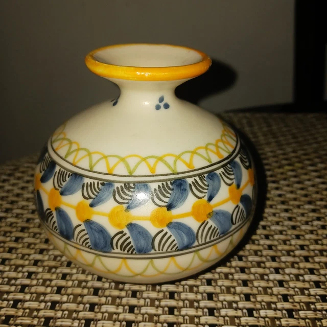 Mexican Tevera Bud Vase 4" Hand Painted Pottery