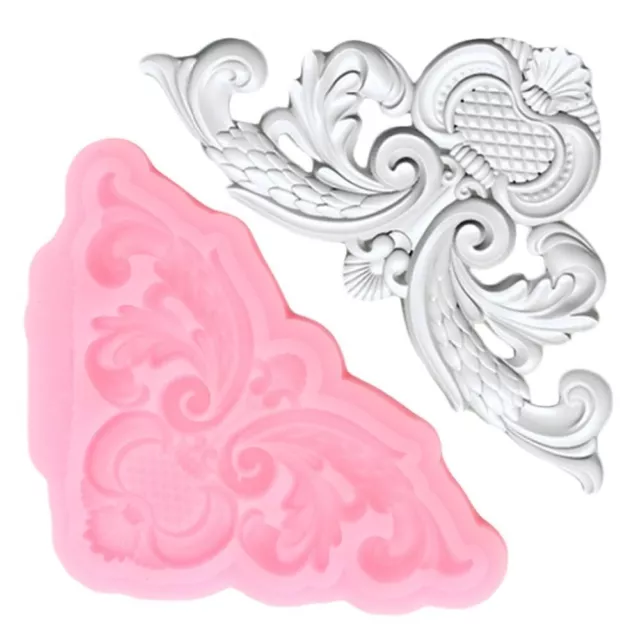 Retro Scroll Relief Silicone Mold Lace Border Fondant Cake Decorating Mould Tool