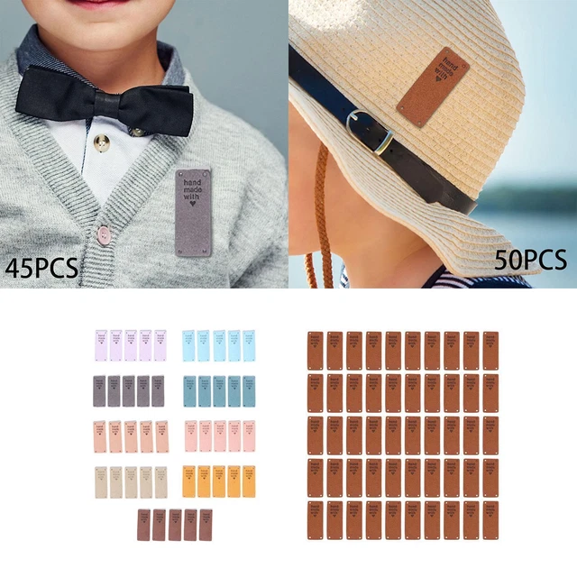 PU Leather Handmade Labels DIY Embossed Tags with Holes with Love for Hats Knit