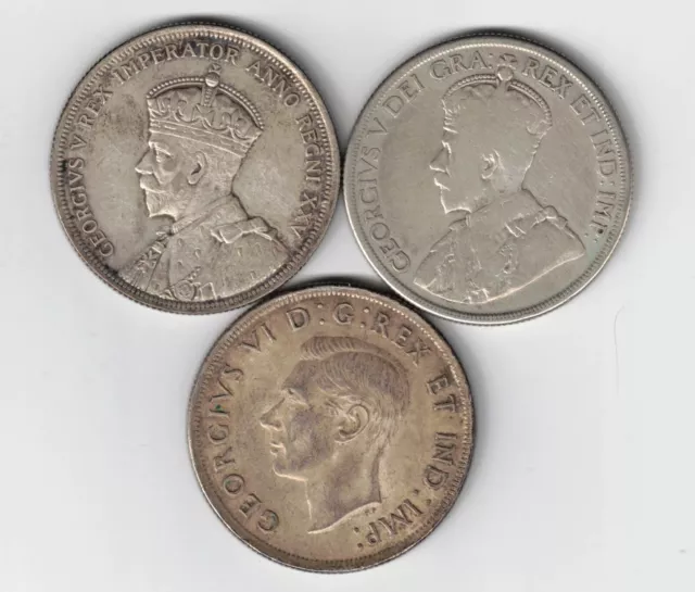 3 X Canada Voyageur Silver Dollars King George 1935 1936 1937 2