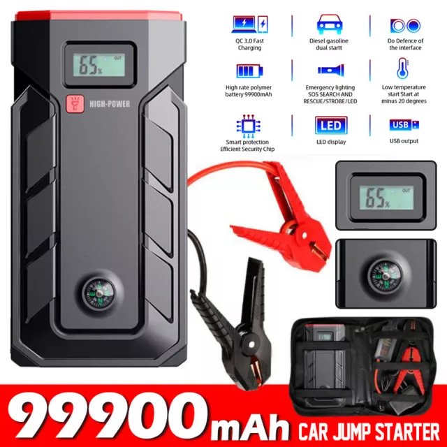 30000/99900mAh Car Jump Starter Booster Power Bank Battery Charger Flashlight AU 3