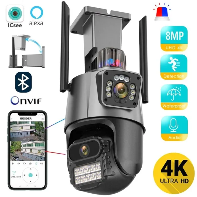 Caméra de surveillance Solaire Vidéo IP Wifi 4K 8MP, Dispositif de Sécurité