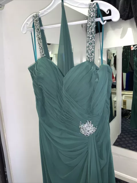 Tiffany Tia Size 24 Green evening Dress Sequin Straps long BNWT