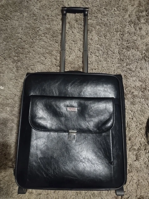 Tumi Luggage Black Leather 2 Wheel Rolling