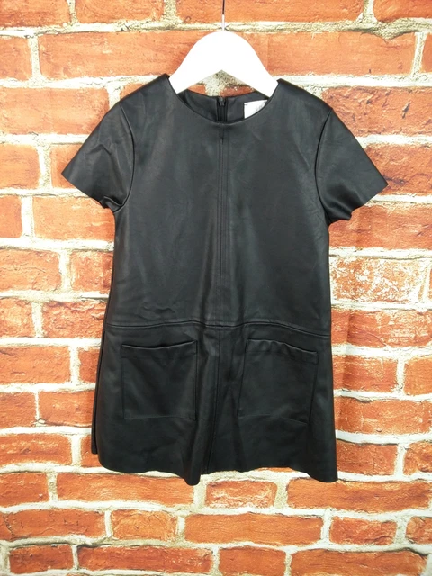 Pacchetto Ragazze Età 5-6 Anni 100% Zara Nero Finta Pelle Cerniera Abito Set Doppio 116Cm 2