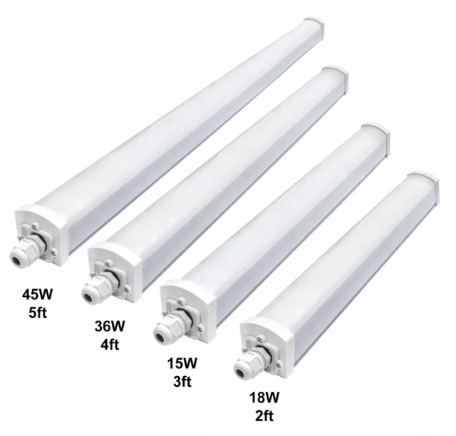 LED Ceiling Batten Tube Light 2ft 3ft 4ft 5ft Surface Mount Replacement T8 IP66