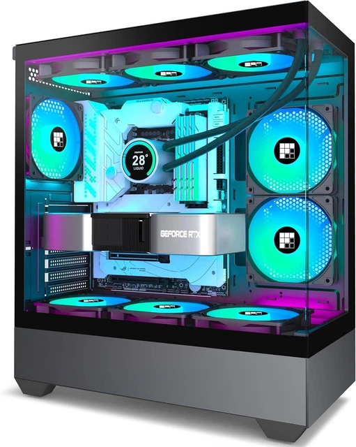 FOIFKIN PC Gehäuse - Vorinstallierter 5 PWM ARGB-Lüfter, ATX Mid-Tower Gaming PC Gehäuse, 270
