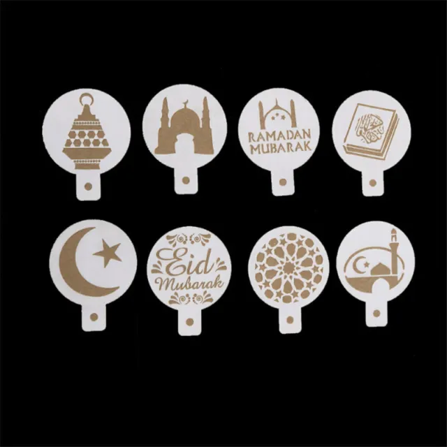 Juego de 8 piezas de diseño de mezquita juramento Mubarak Ramadán horas de café plantillas de pastel