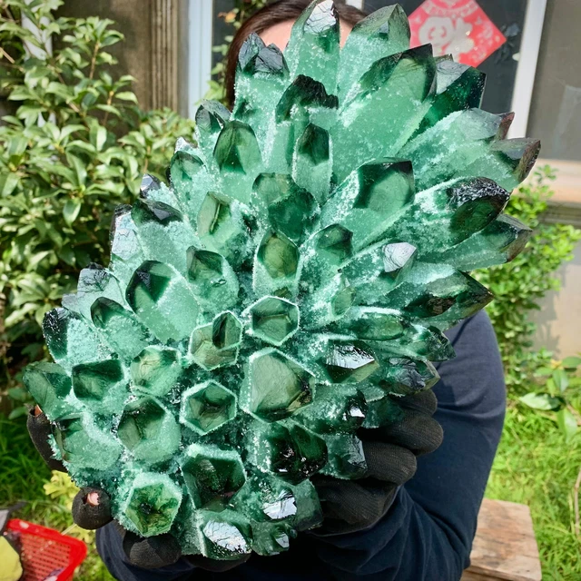 31.24LB   New Find Green Phantom Quartz Crystal Cluster Mineral Specimen Healing 8