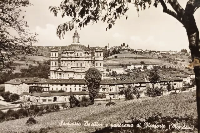 Cartolina - Santuario Basilica e Panorama di Vicoforte ( Mondovi ) - 1963