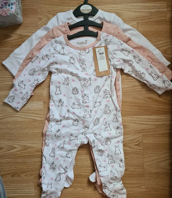 Baby Girls 3-6 Months Babygrow M&Co  Pink White Outfit Set baby gift baby shower