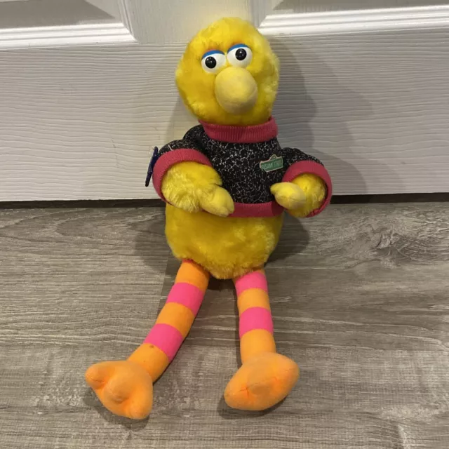 Vintage Plush Official Sesame Street Big Bird "School Days" 15" w/ Sweater & Tag