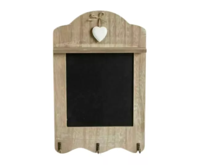 Wall Mounted 3 Key Hook Rack Memo Chalk Black Board Vintage Shabby Chic