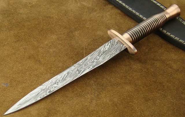 Hand Crafted Damascus Steel British Commando Tactical Hunting Knife (14007-9