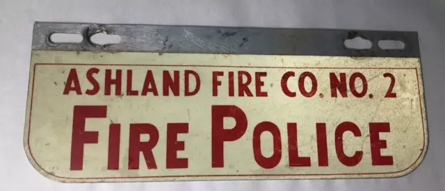 Ashland Fire Co No. 2 Police Police Metal License Plate Topper Cherry Hill NJ