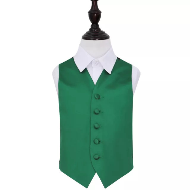 DQT Satin Plain Solid Emerald Green Page Boys Wedding Waistcoat 2-14 Years