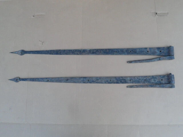 Pair of 4 ft Barn Door Gate Strap Hinges w/ Pintles Antique Hand Forged Nice One 2