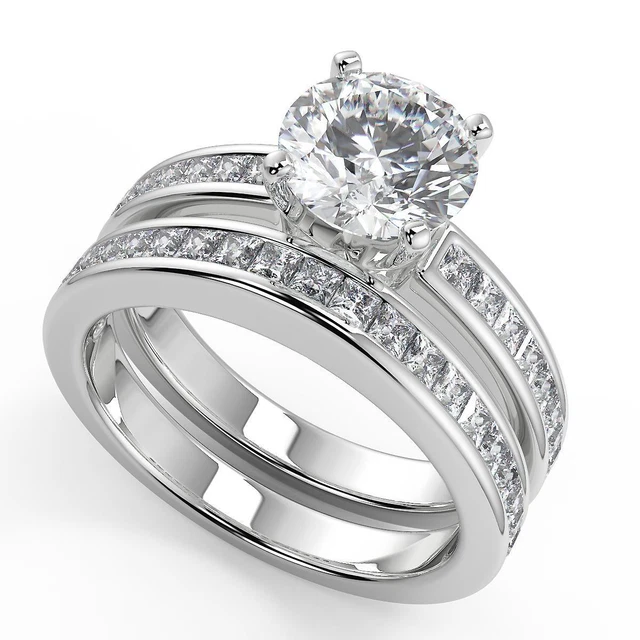 2.3 Ct Round Cut Channel 4 Prong Diamond Engagement Ring SI1 G Treated