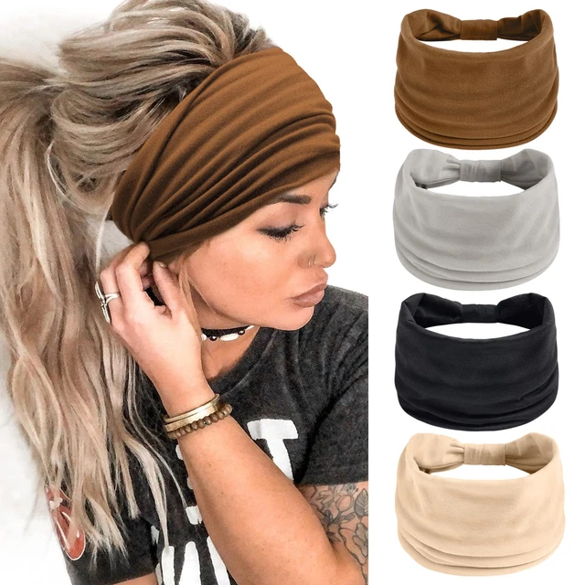 Lot De 4 Bandeaux De Sport Unisexes - Taille 23,5x6 Cm - Tissu Coton Absorbant - Pour Running, Yoga, Fitness - 8