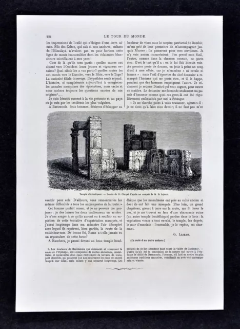 1868 Tour du Monde Print - Ruins of Hindu Temple of Avantipur - Kashmir India