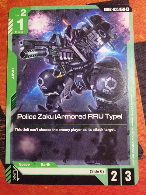 GUNDAM CARD GAME Police Zaku Armored RRU Type Green NONFOIL Dual Impact ...