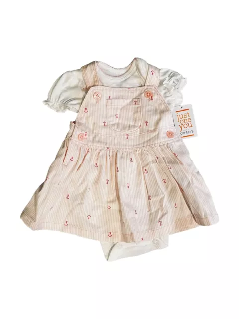 Carters Just one you Dress, NWT , Sz 3 months Cotton w anchors 2 Piece