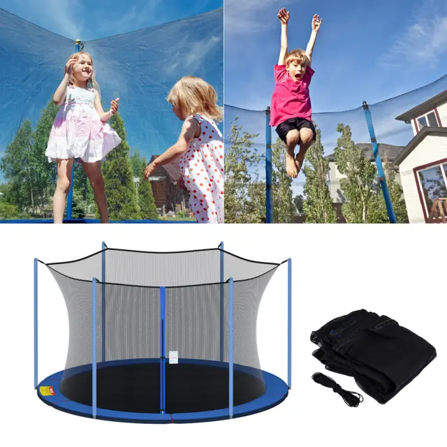 6/8 Poles Trampoline Safety Enclosure Net Replacement for 12, 14, 15 ft frames
