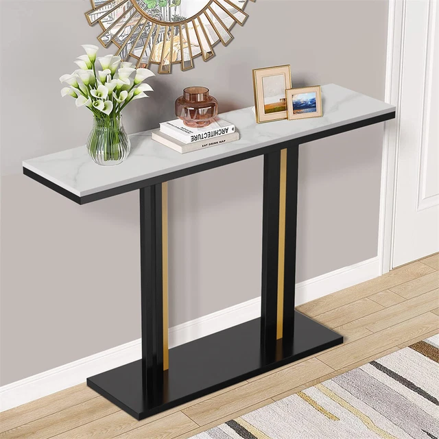 Marble Console Table TV Stand Sofa Side Table For Living Room Entryway Hallyway