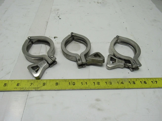 Waukesha Cherry-Burrell 2" Stainless Steel Split Hinge Sanitary Clamp Lot Of 3
