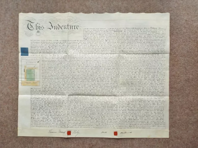 1832 Sheffield Yorkshire Vellum Deed Document Indenture Colour Plan 2