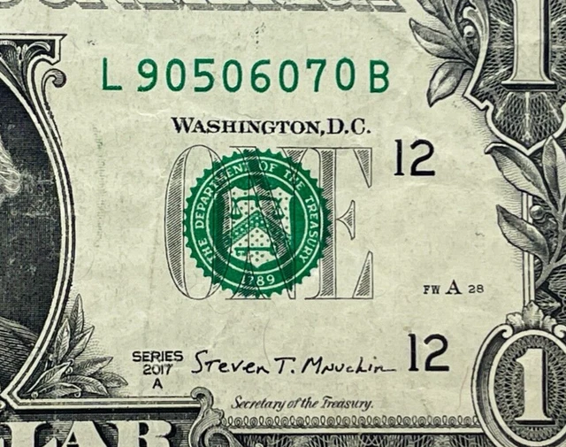 ALTERNATOR 0S FANCY Serial Number One Dollar Bill L90506070B Ladder 50s