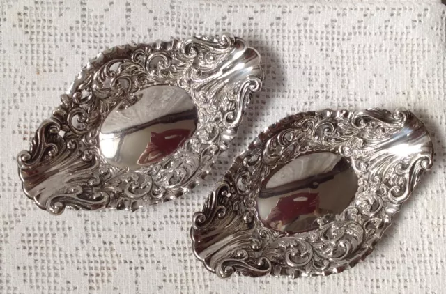 1896 Pair Solid Silver Bon Bon Dishes By Goldsmiths & Silversmiths Co 177g