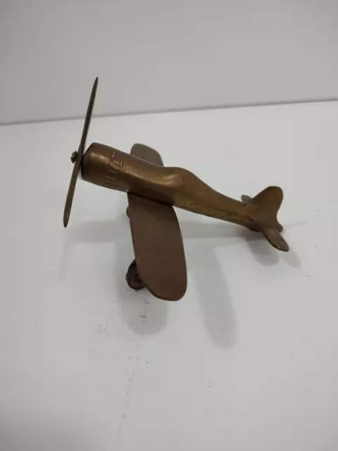 METAL WWII FIGHTER PLANE Bronze-Like HEAVY British Spitfire German F-Wulf 5"X 6"