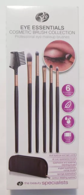 Rio Professional Six Piece Eye Makeup Brushes Essential Cosmetic Brush Set