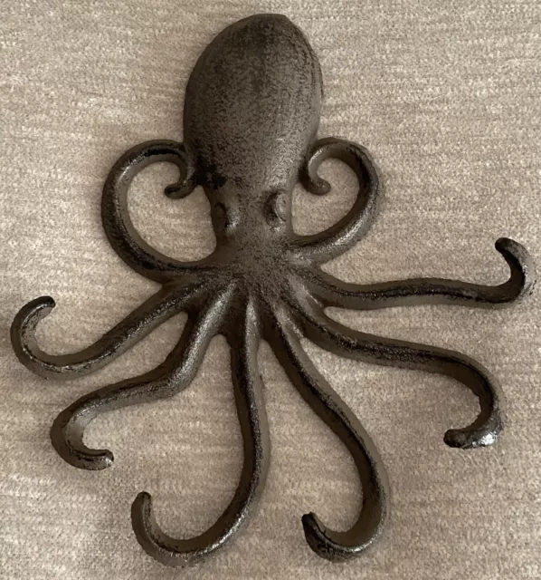 Unique Cast Iron Octopus Kraken Nautical Decorative Wall Art, Key Hook, Hanger