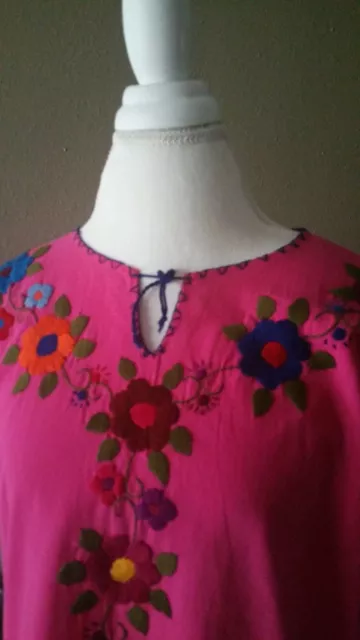 Embroidered Mexican Blouse Handmade  Size M