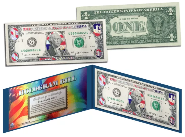 AMERICAN USA FLAG HOLOGRAM Genuine Legal Tender $1 U.S. BILL Banknote