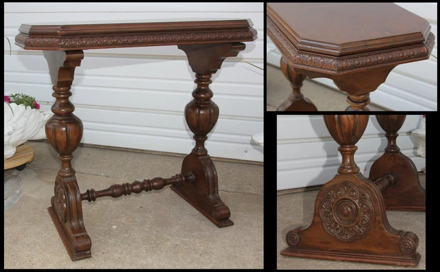 Antiguo caballete mesa de caballete con acento lateral renacimiento francés moldeado de huevos y dardos