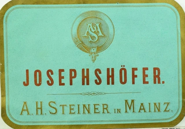 1870's-80's Josephshofer A.H. Steiner in Mainz Wine Bottle Label F101