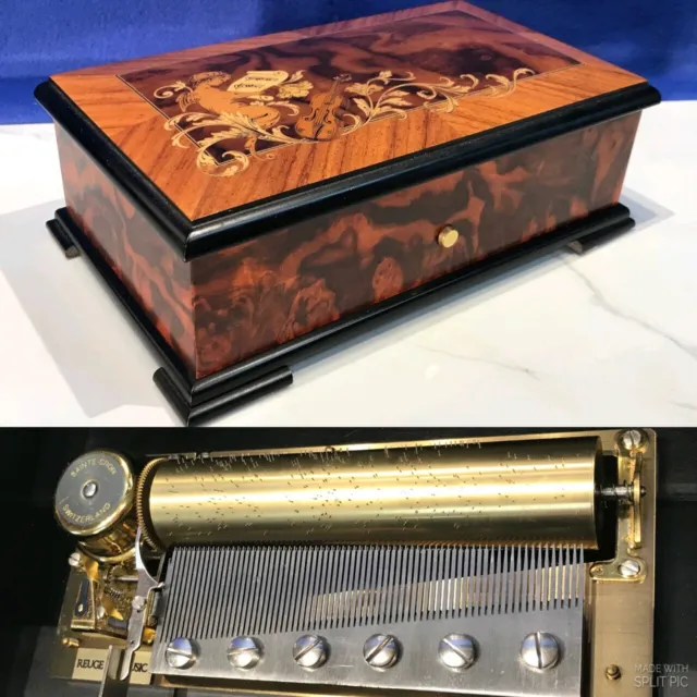 Vintage Key Wind swiss REUGE MUSIC cylinder music box ,3 PARTS L.VAN BEETHOVEN