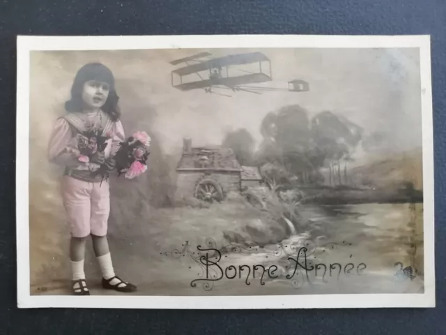 cpa BONNE ANNEE 1910 a Blanche DUMONT d'SILVEREUIL de her nephew du MANS Avion