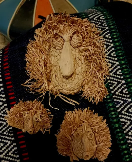 **AWESOME SET OF 3 Native American Iriquois Corn Husk Masks Unique Rare ...