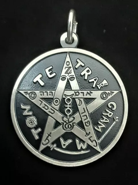 Tetragrammaton 925 Silber Schutz Amulett 27 mm Ø Talisman Magie Schmuck Anhänger