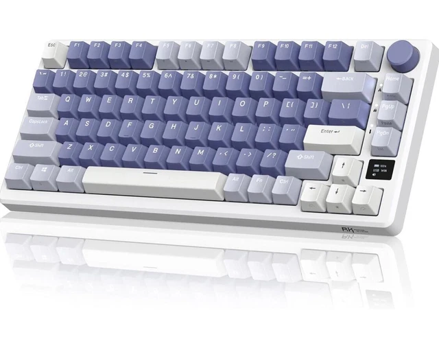 RK ROYAL KLUDGE Tastiera Meccanica RK84-DE 75% Wireless – Bluetooth, 2.4GHz, USB-C – Switch Rossi Hot-swap – QWERTZ Nero - 4